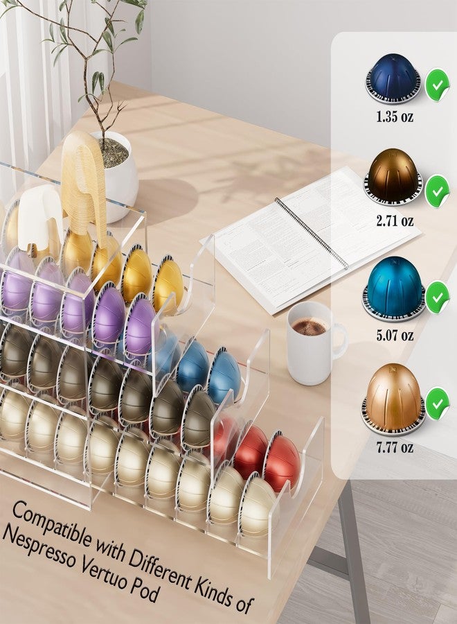 منظم كبسولات القهوة الأكريليكي من BXINREDA لحامل كبسولات Nespresso Vertuo سعة 60 كبسولة، درج تخزين شفاف لكبسولات Vertuo (3 طبقات) - Image 3